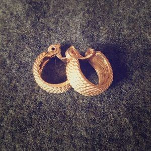 Gold Monet Hoop Clip-on Earrings Rope pattern